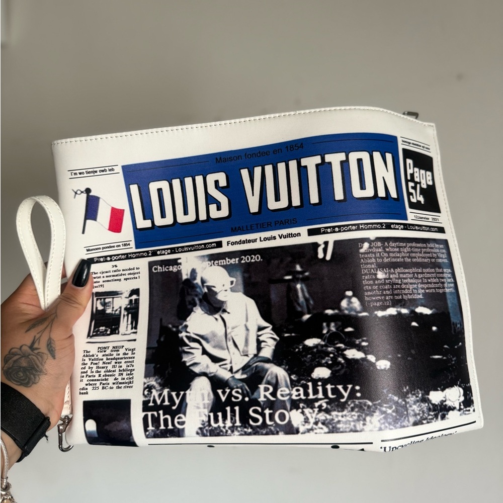 Louis Vuitton Monochrome Newspaper Print Toiletry Bag